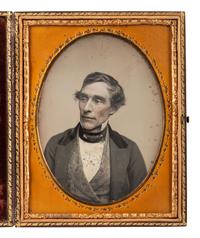 [EARLY PHOTOGRAPHY]. 2 daguerreotypes of men in cases bearing British emblems.