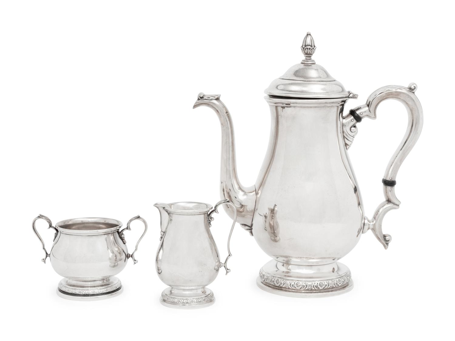 An American Silver Three-Piece Coffee Service