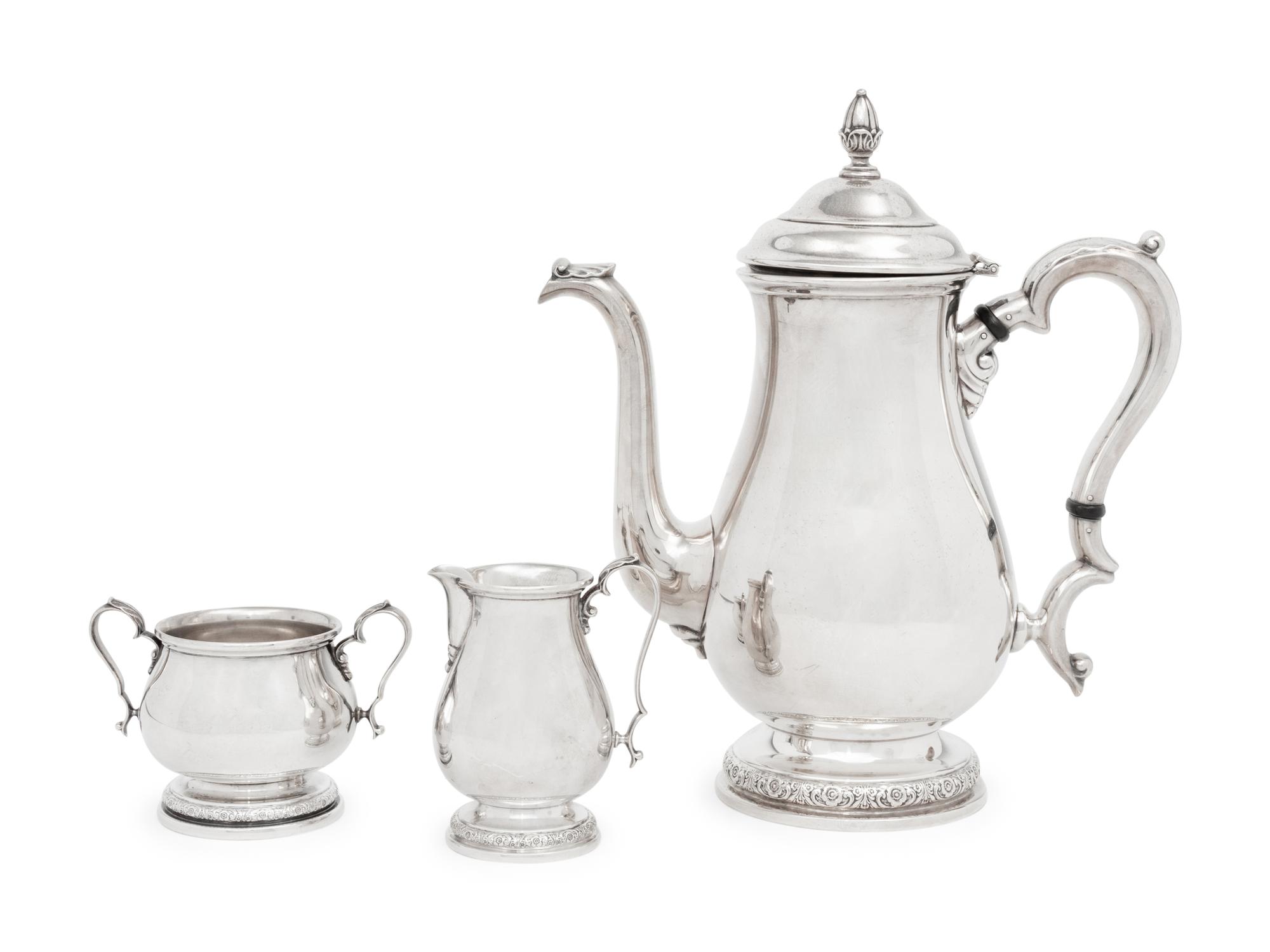 An American Silver Three-Piece Coffee Service