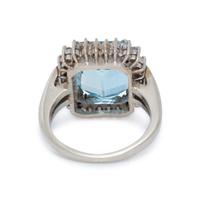 AQUAMARINE AND DIAMOND RING