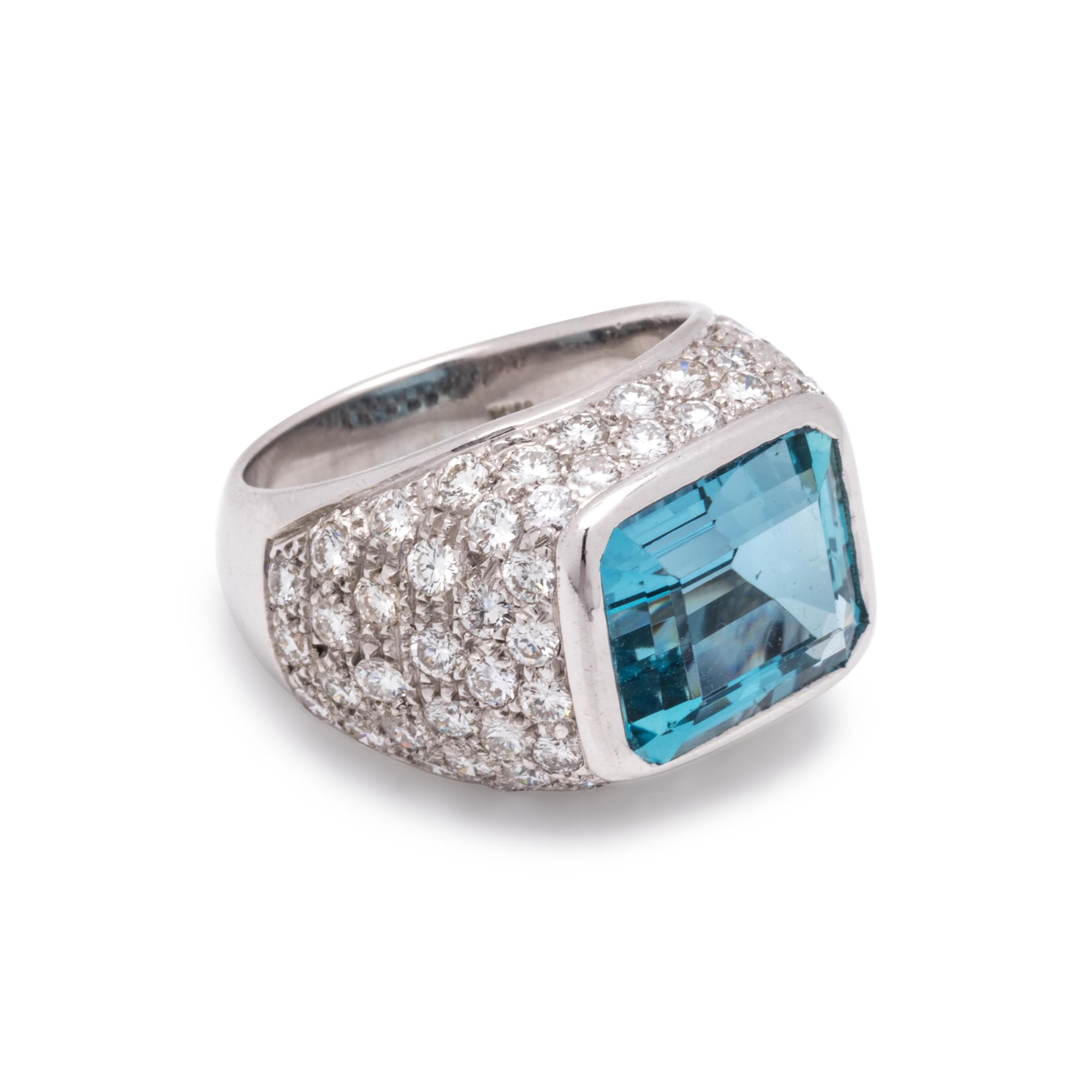 HAMMERMAN BROTHERS, AQUAMARINE AND DIAMOND RING