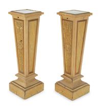 A Pair of Faux-Marble Painted Illuminated Pedestals — 20TH CENTURY