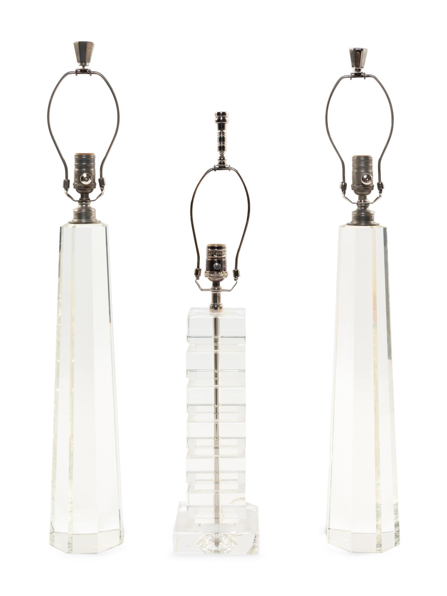 Three Lucite Lamps