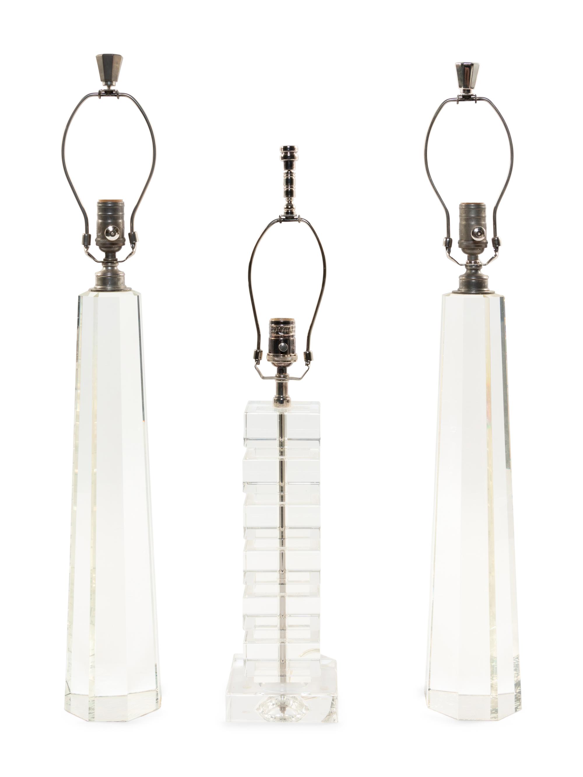 Three Lucite Lamps
