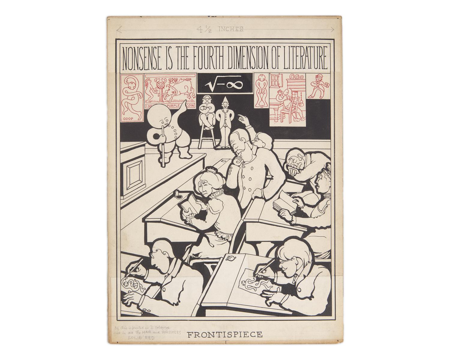 Burgess, Gelett. Original Frontispiece Illustration for "The Burgess Nonsense Book"