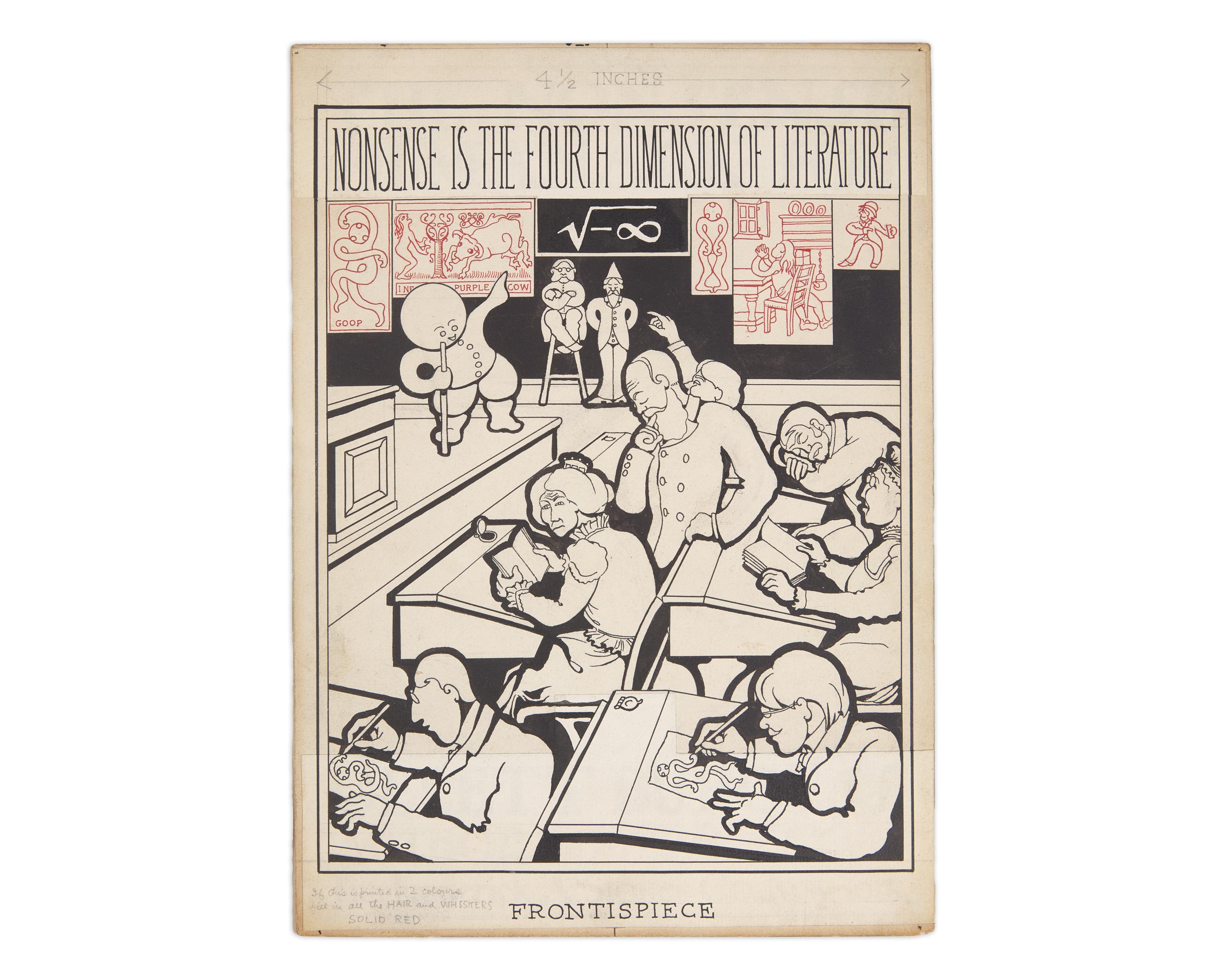 Burgess, Gelett. Original Frontispiece Illustration for "The Burgess Nonsense Book"
