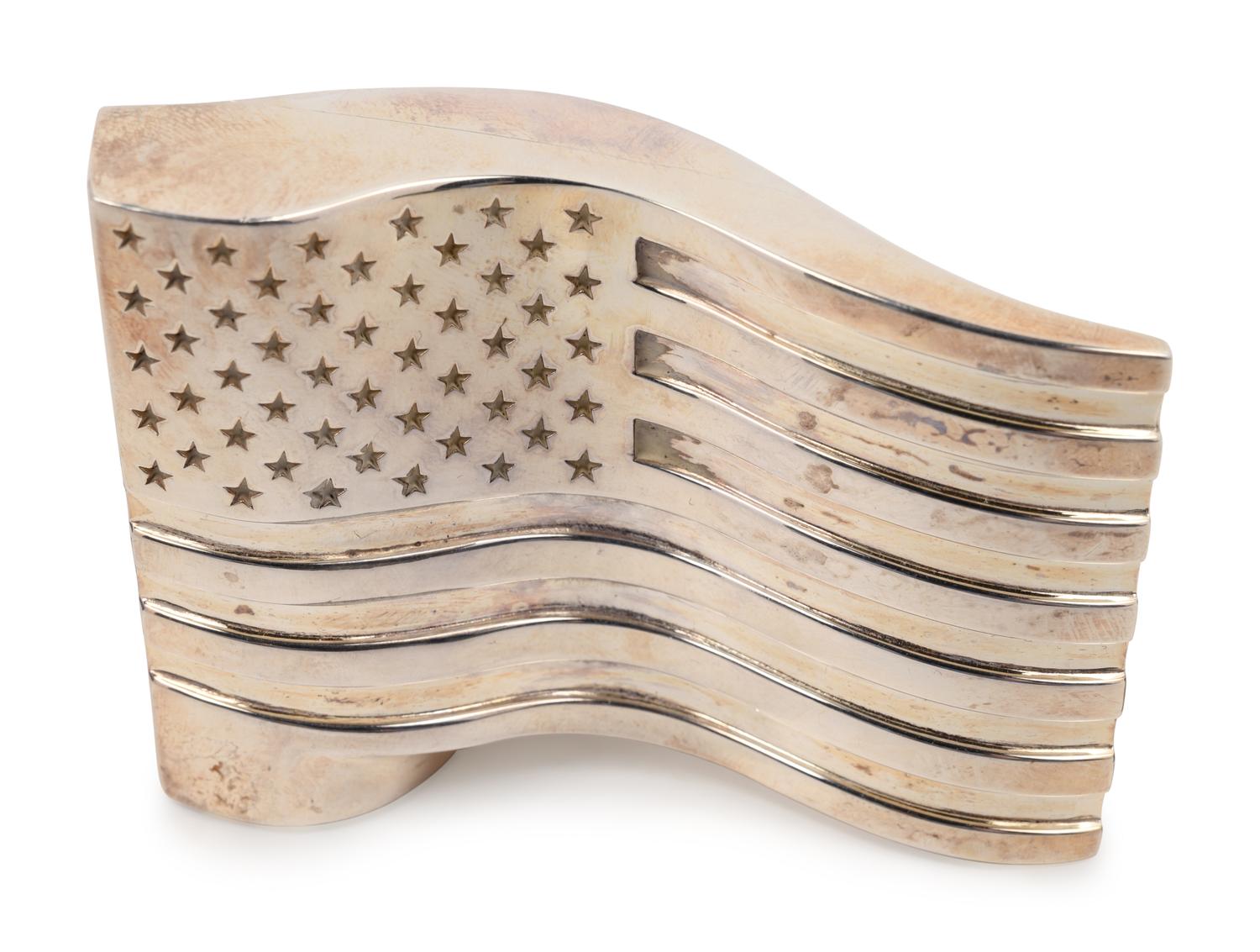 A Christofle Silver-Plate American Flag Paperweight