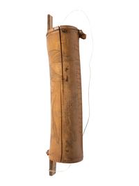 [SPANISH AMERICAN WAR]. Spanish American War-period bamboo canteen with folk art decoration. Ca late 19th century.