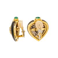 DIAMOND, EMERALD AND ONYX CLIP EARRINGS