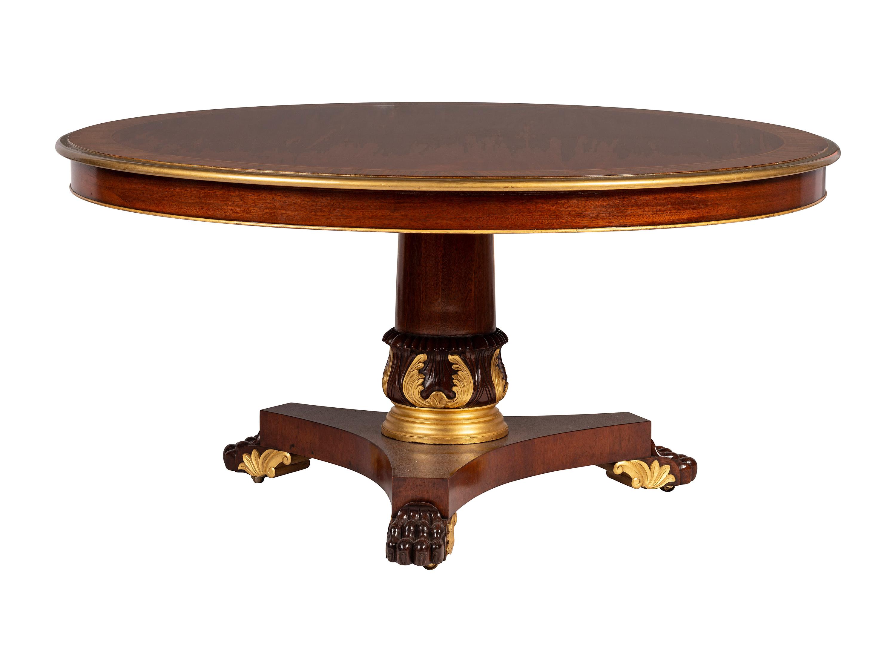 An Empire Style Parcel Gilt Center Table