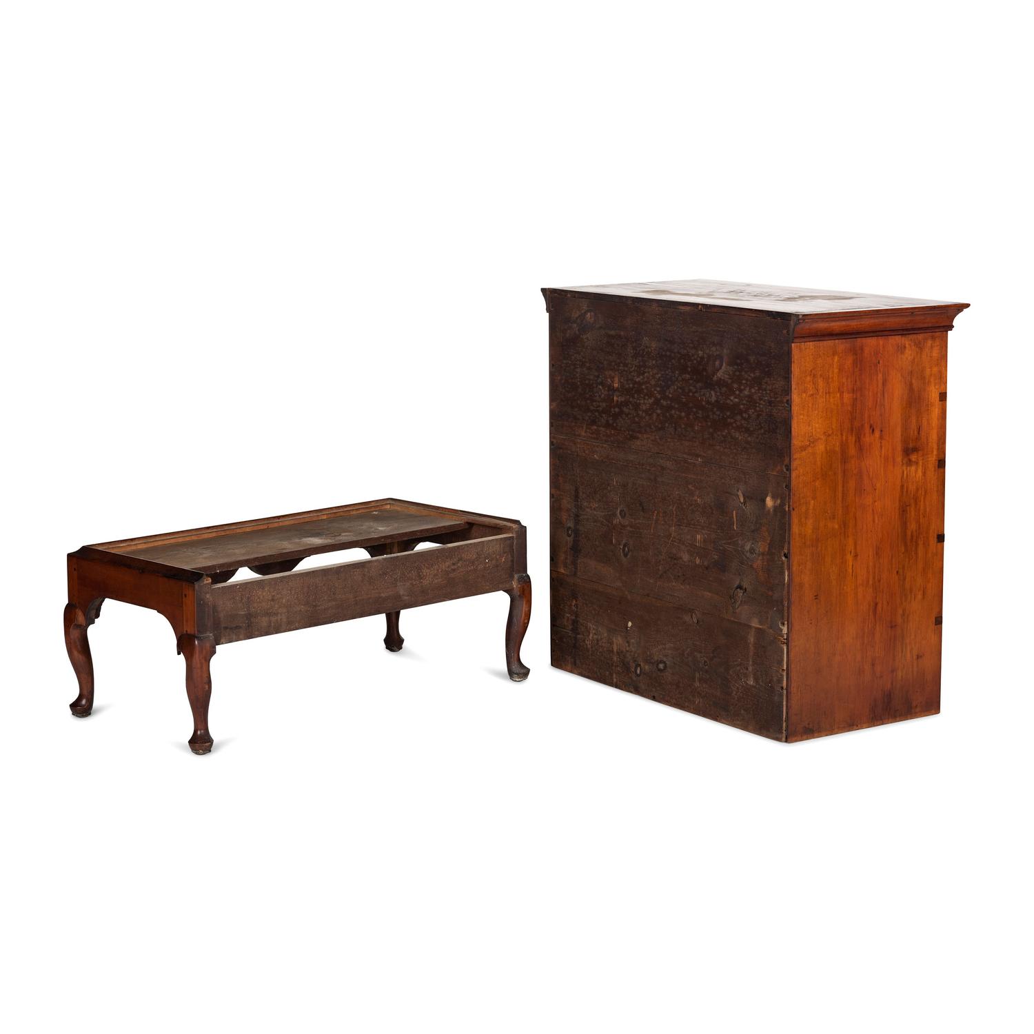 A Queen Anne Cherrywood Chest on Pad Foot Stand