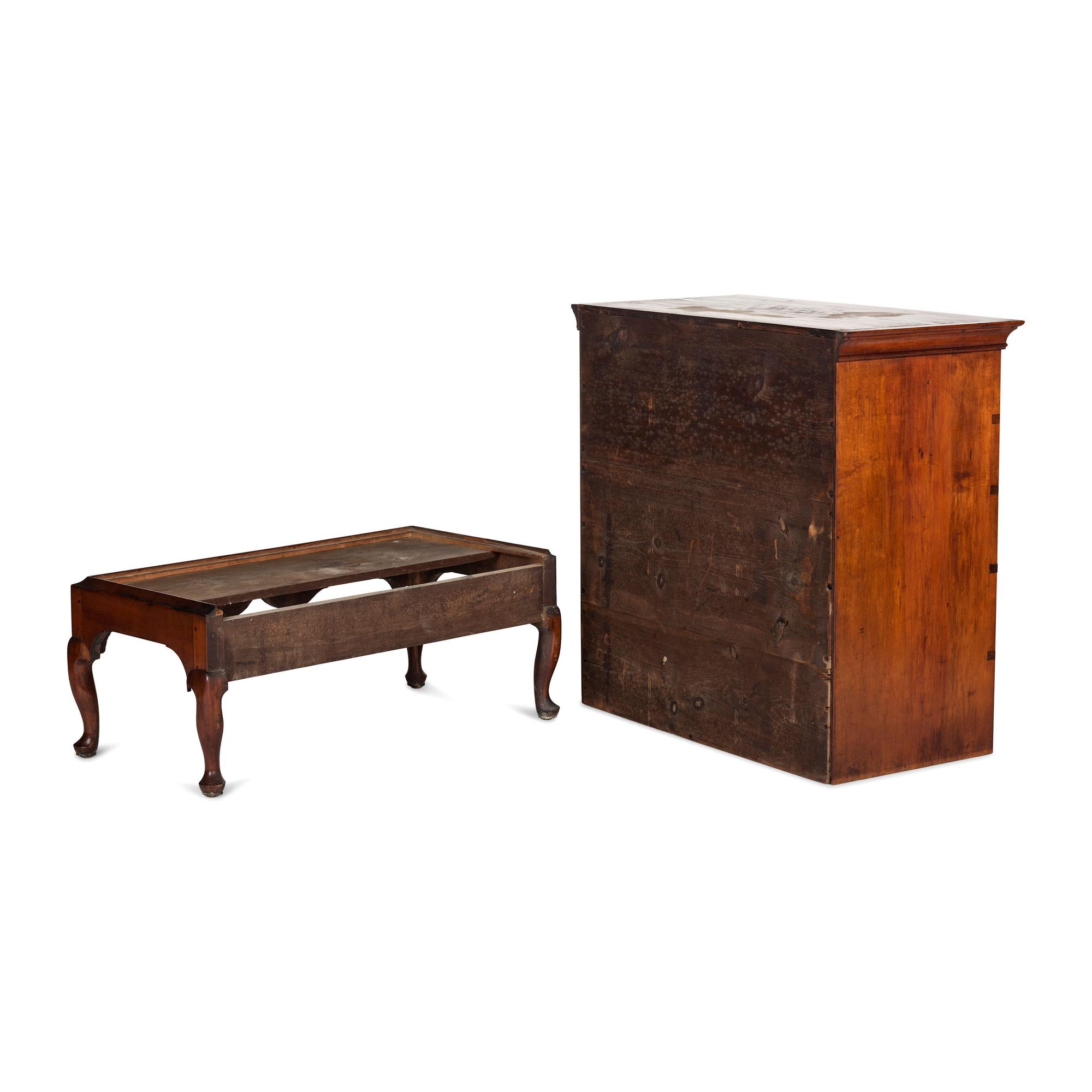 A Queen Anne Cherrywood Chest on Pad Foot Stand