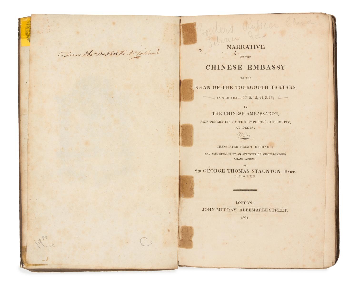 STAUNTON, George Thomas, translator (1781-1859)
