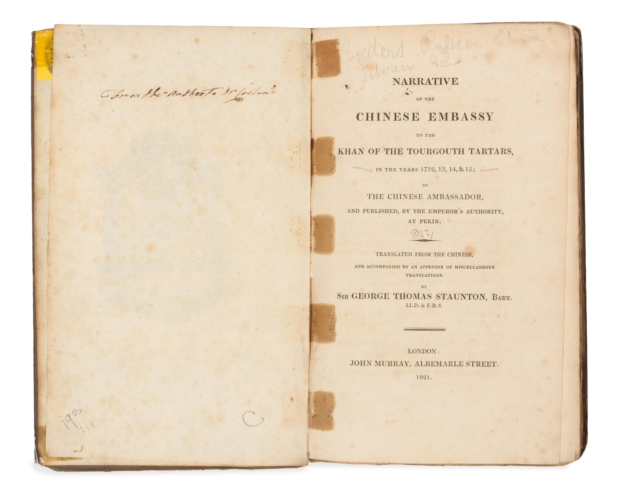 STAUNTON, George Thomas, translator (1781-1859)