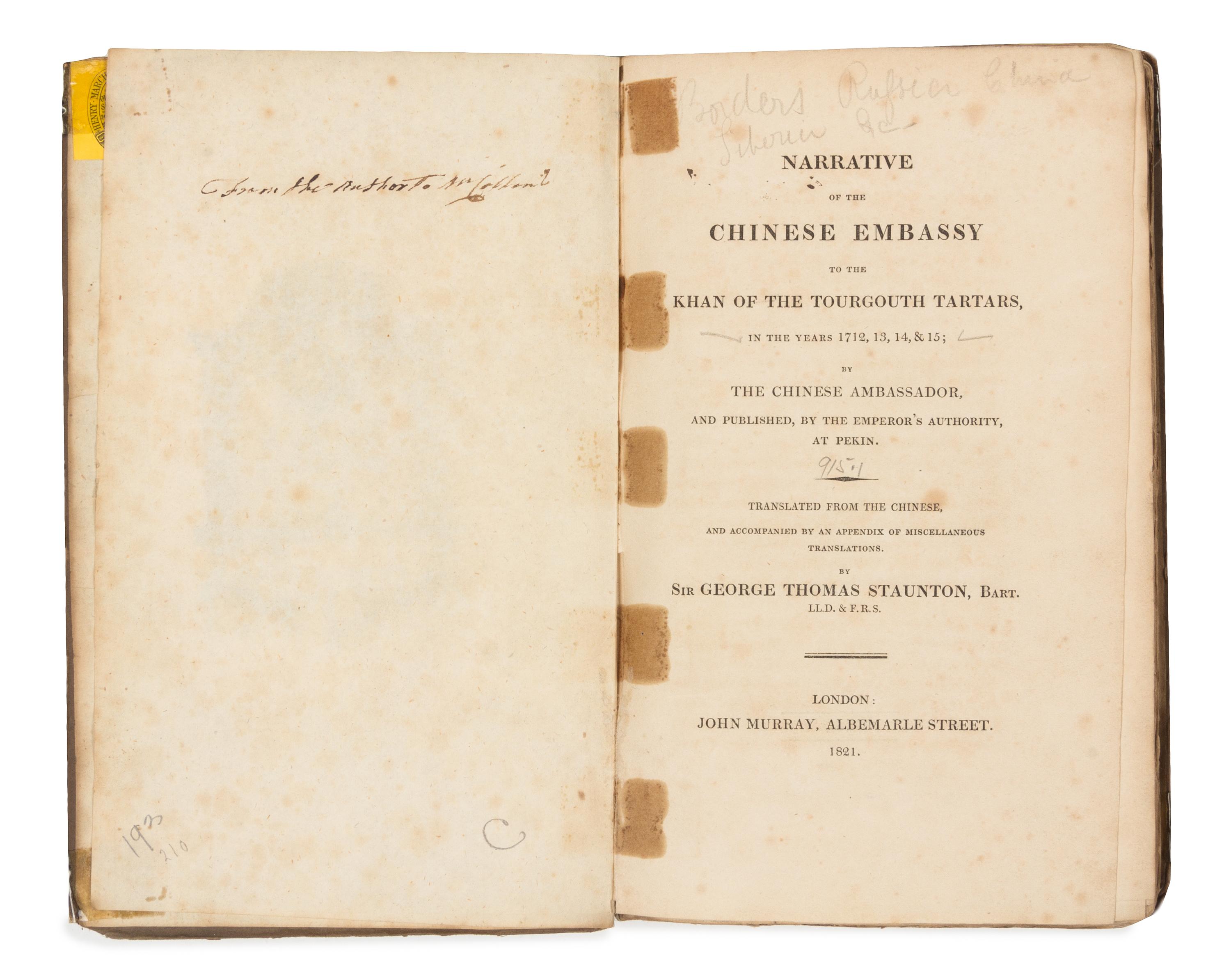 STAUNTON, George Thomas, translator (1781-1859)