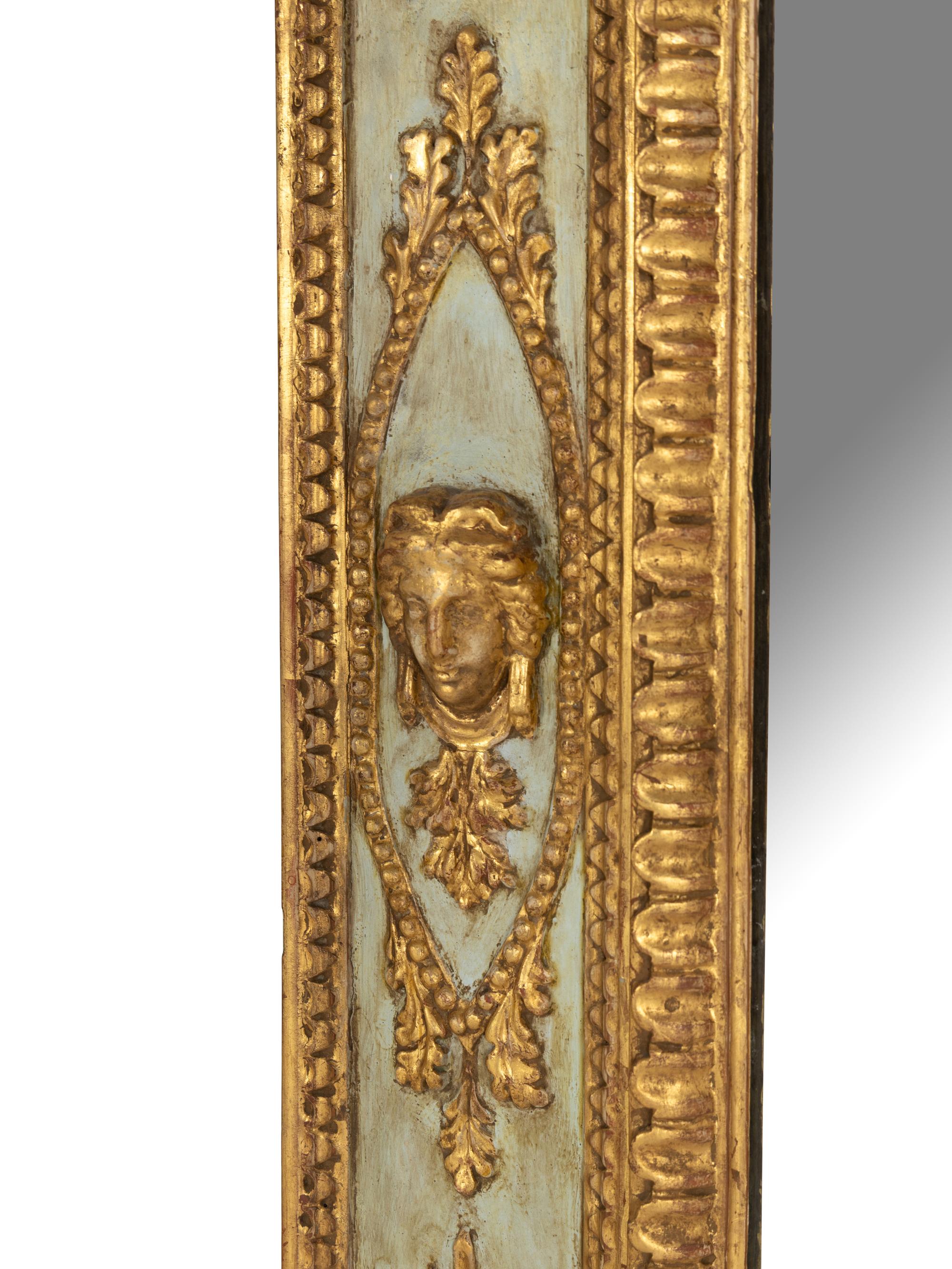 An Italian Neoclassical Painted and Parcel Gilt Mirror