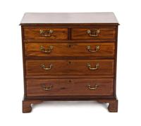 A George III Mahogany Chest of Drawers, EARLY 19TH CENTURY, Height 34 1/2 x width 36 x depth 20 inches. — EARLY 19TH CENTURY,