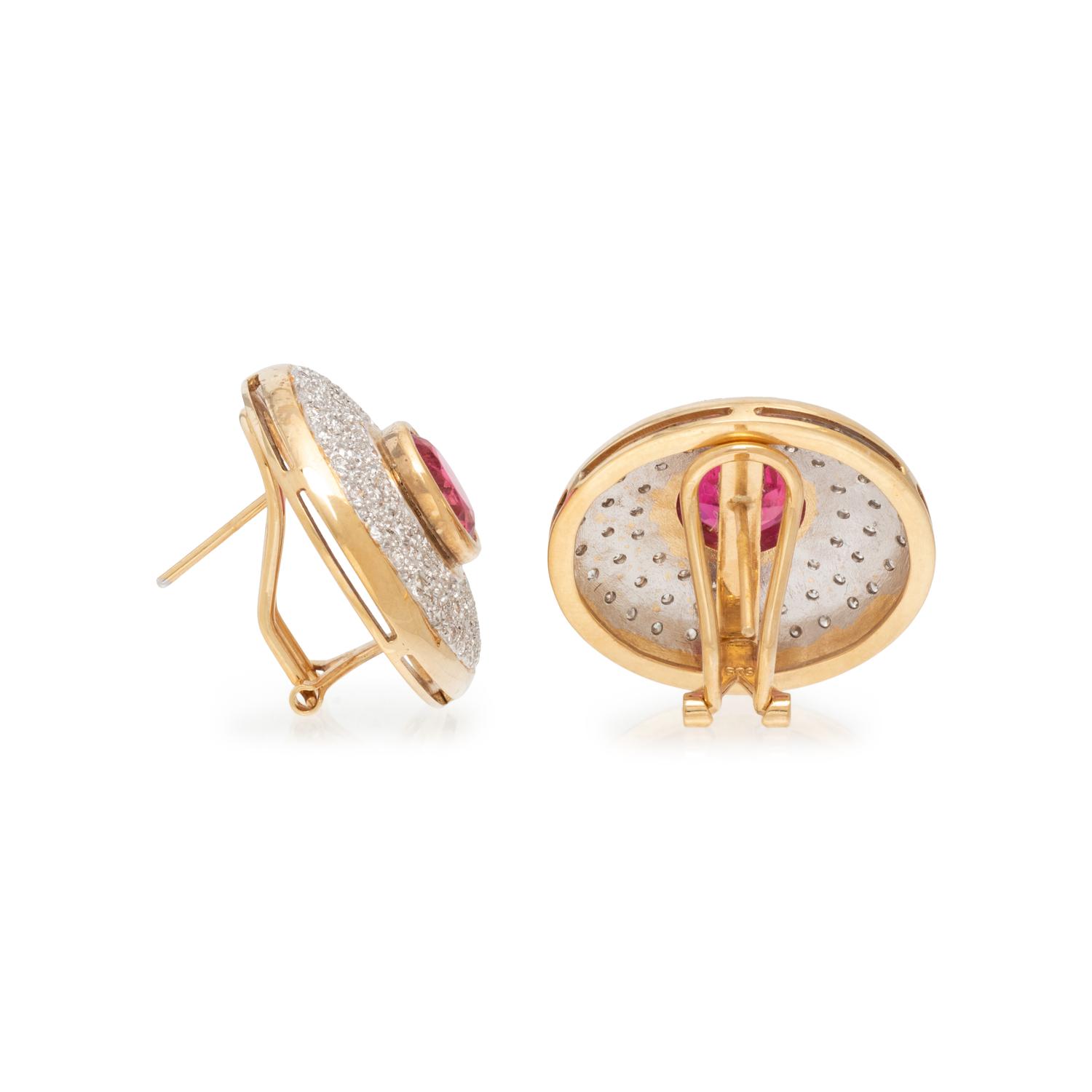 PINK TOURMALINE AND DIAMOND EARRINGS