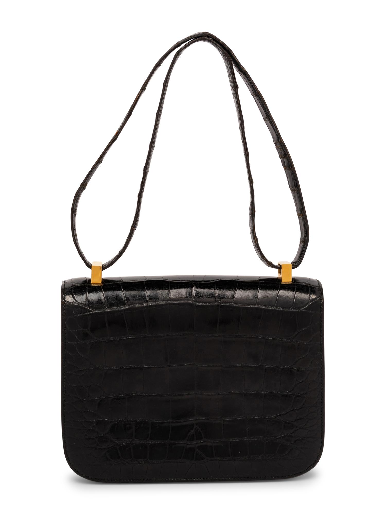 Hermès Constance 23 Shoulder Bag Shiny Black Crocodile