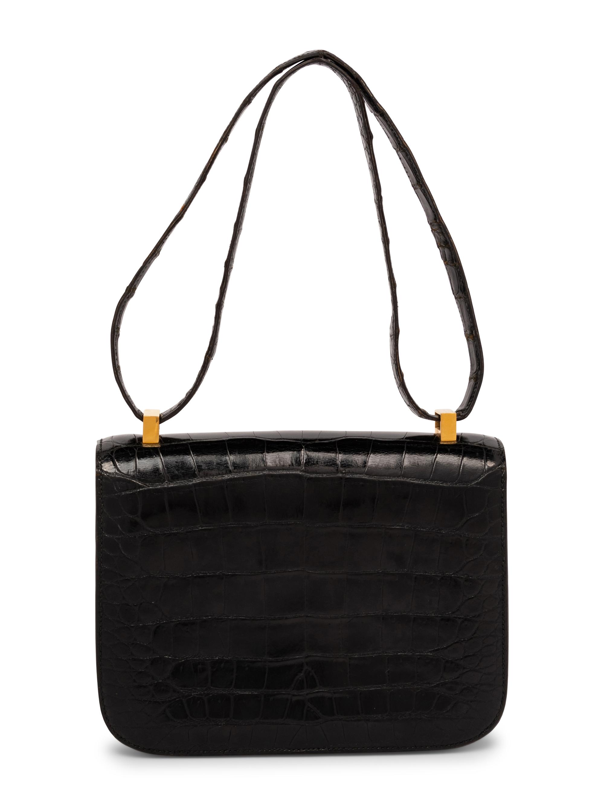 Hermès Constance 23 Shoulder Bag Shiny Black Crocodile