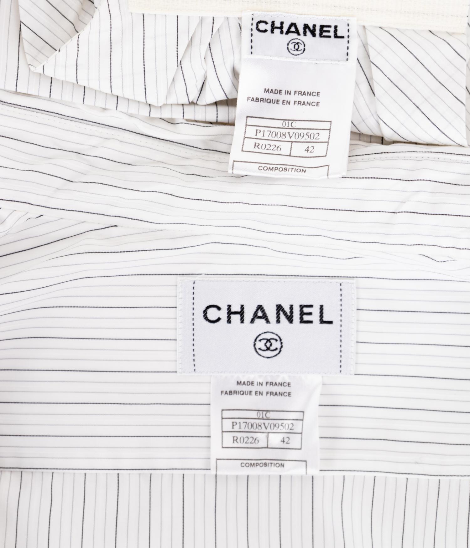 Chanel Cotton Pinstripe Shirt Dress and Shrug, Cruise 2001