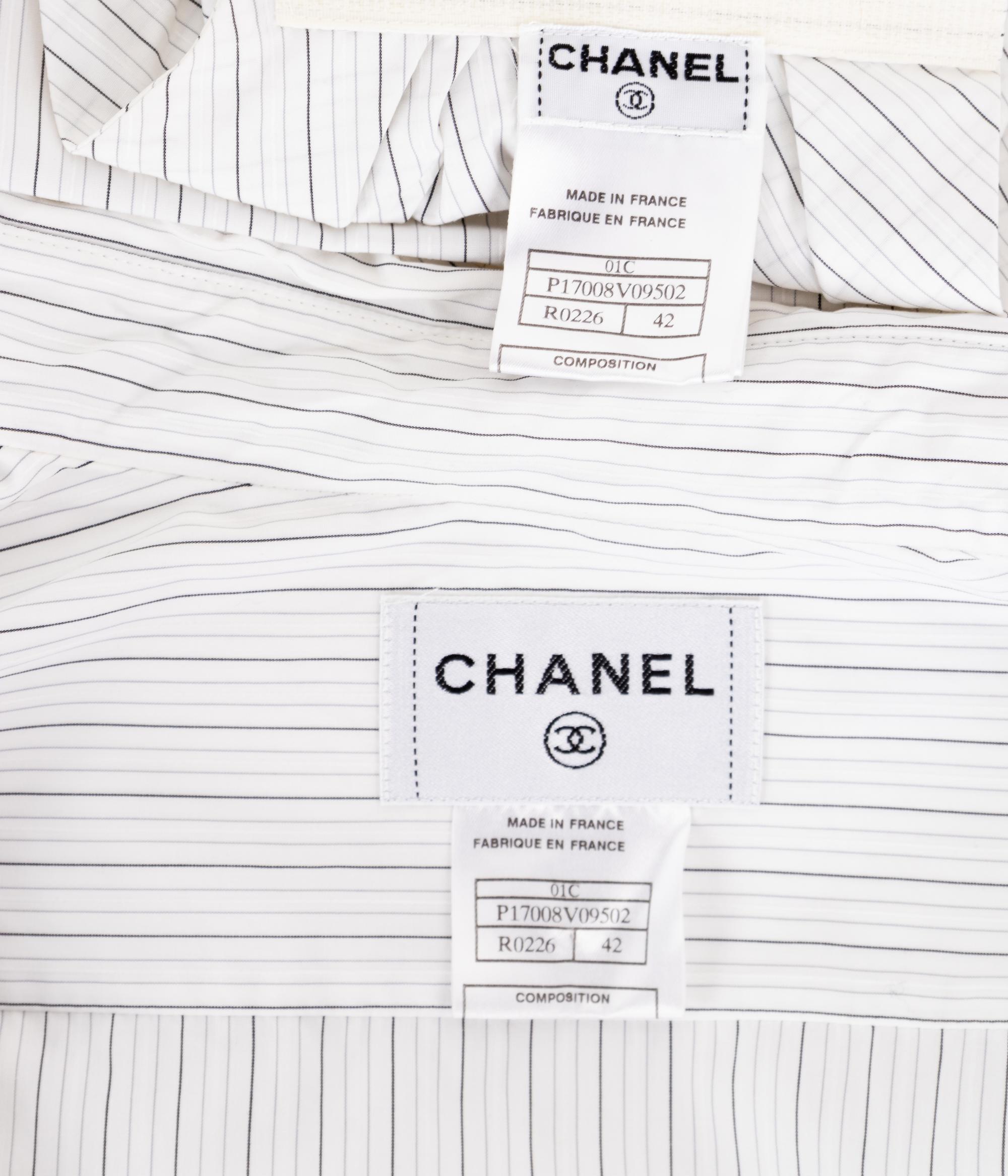 Chanel Cotton Pinstripe Shirt Dress and Shrug, Cruise 2001