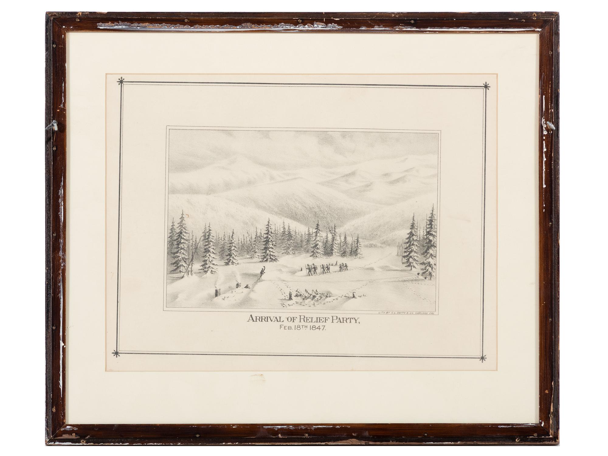 [WESTERN AMERICANA]. Camp at Donner Lake. Nov. 1846 and Arrival of Relief Party. Feb. 18th 1847.