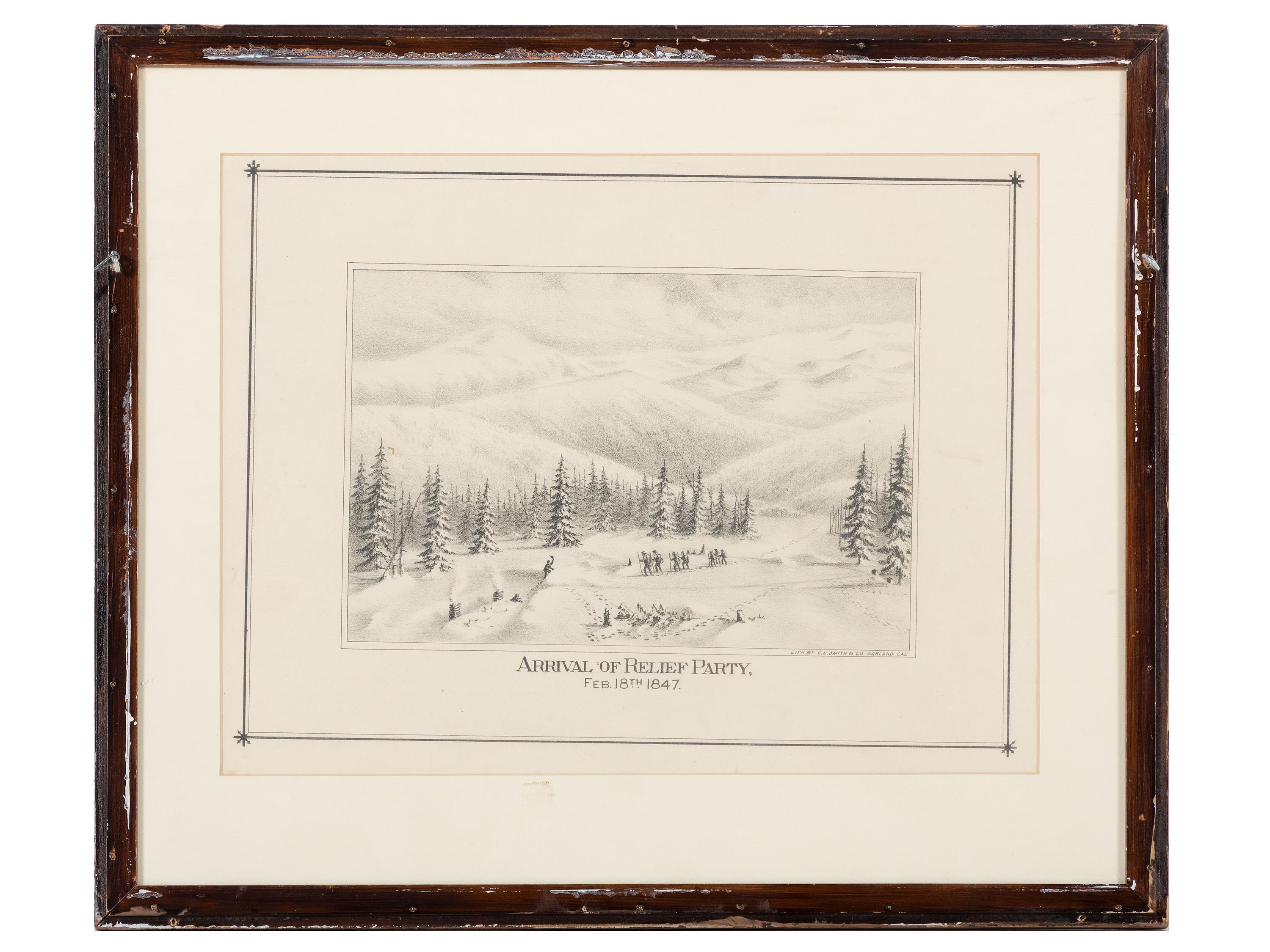 [WESTERN AMERICANA]. Camp at Donner Lake. Nov. 1846 and Arrival of Relief Party. Feb. 18th 1847.