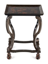 A Contemporary Black Lacquered and Parcel-Gilt End Table