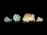 Four Chinese Jade and Jadeite Carvings of Boys