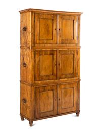 A German or Austrian Walnut Three-Case Campaign Cabinet