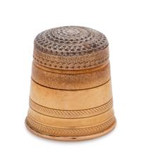 A Spanish Yellow Gold and Silver Thimble