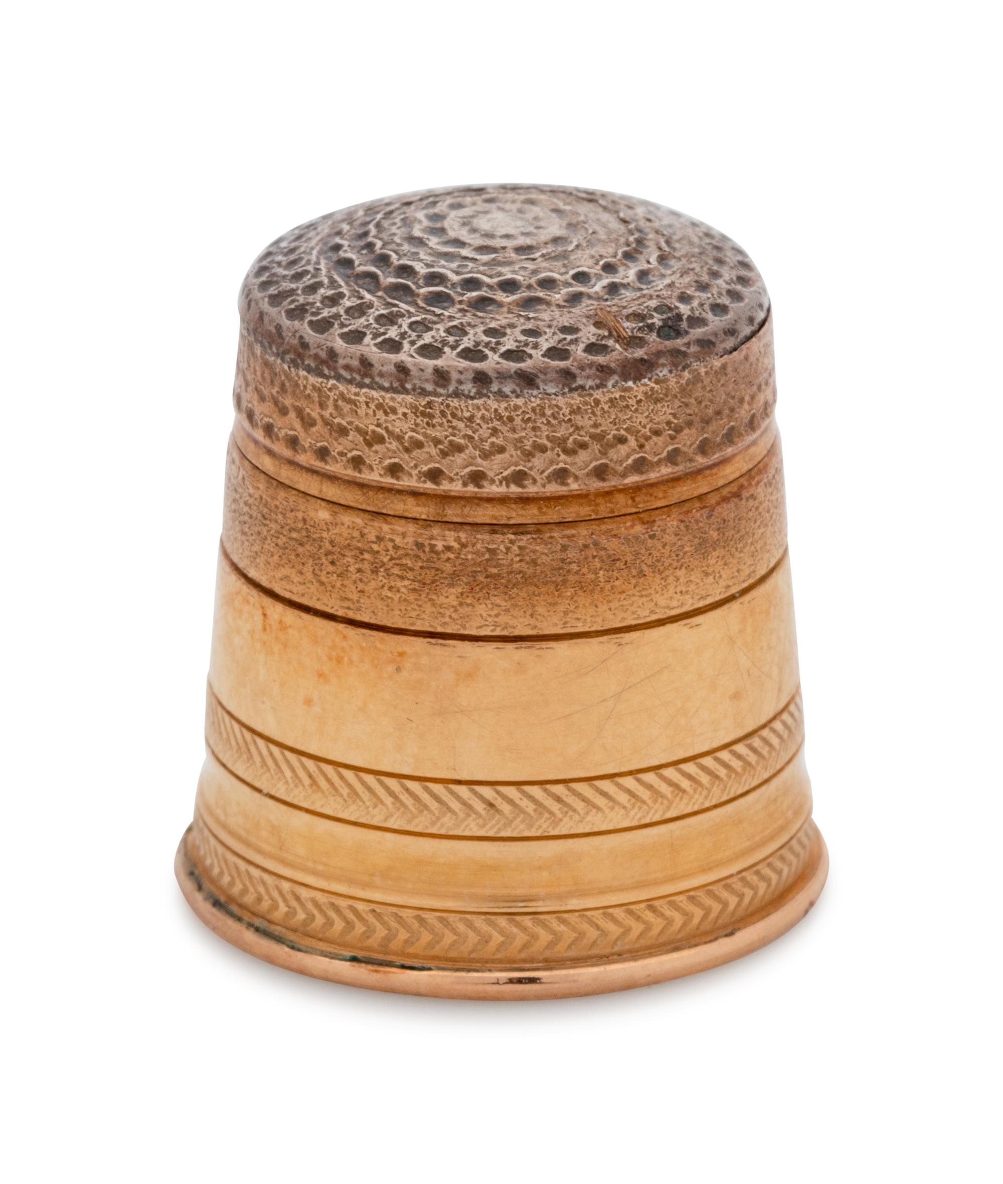 A Spanish Yellow Gold and Silver Thimble