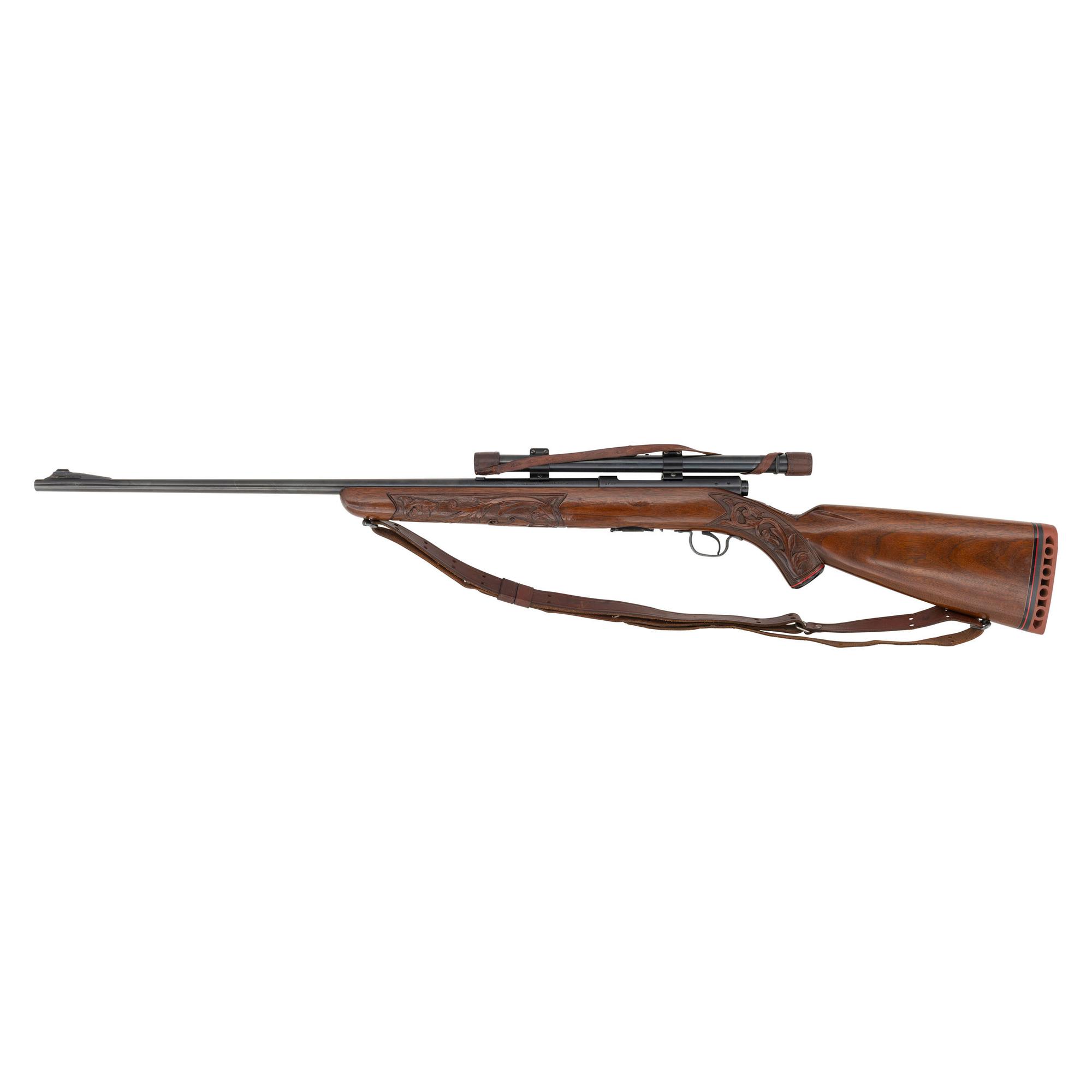 **Winchester Model 43 Rifle in .218 Bee with Custom Carved Stock and Weaver G6 Scope
