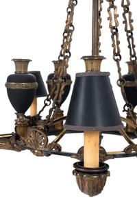 A William IV Style Gilt Metal Five-Light Chandelier
