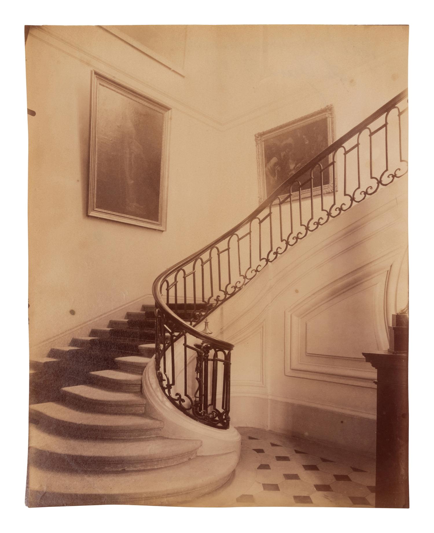 A group of three photographs ( Escalier, rue Beautreilles 7, 1904 (4e arr) , 1903-1904; Hôtel de Beauffremont, rue de Grenelle 87 , 1901; Hôtel de Grancry, 83 rue Richelieu , 1907)