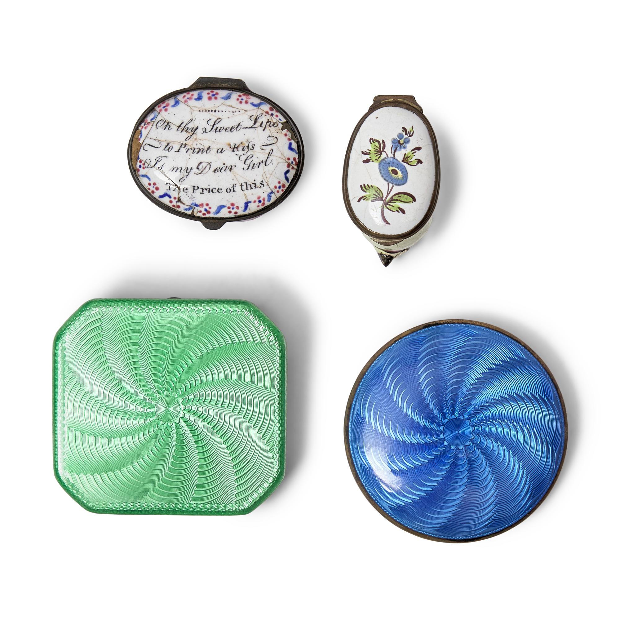 An Assorted Group of Seven Tobacco or Snuff Boxes and Compacts