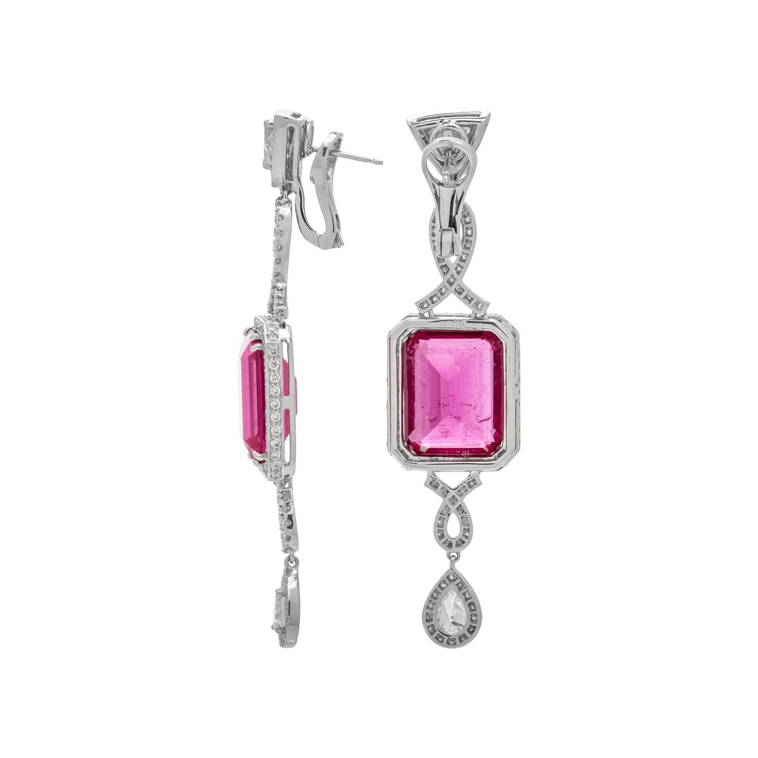 RUBELLITE AND DIAMOND EARRINGS