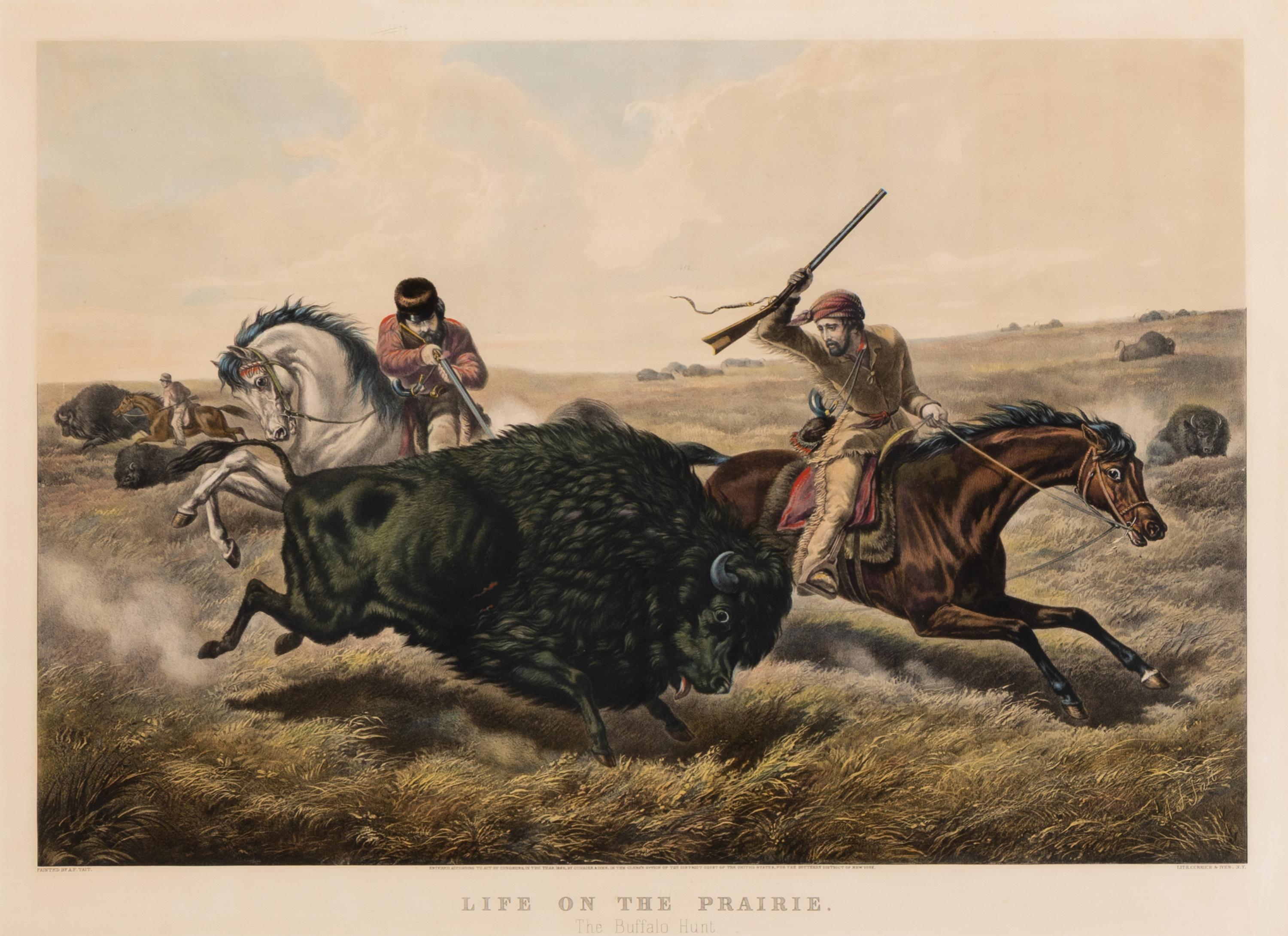 Currier and Ives, publishers -- After Arthur F. Tait Life on the Prairie: The Buffalo Hunt , 1862. (G.3796)