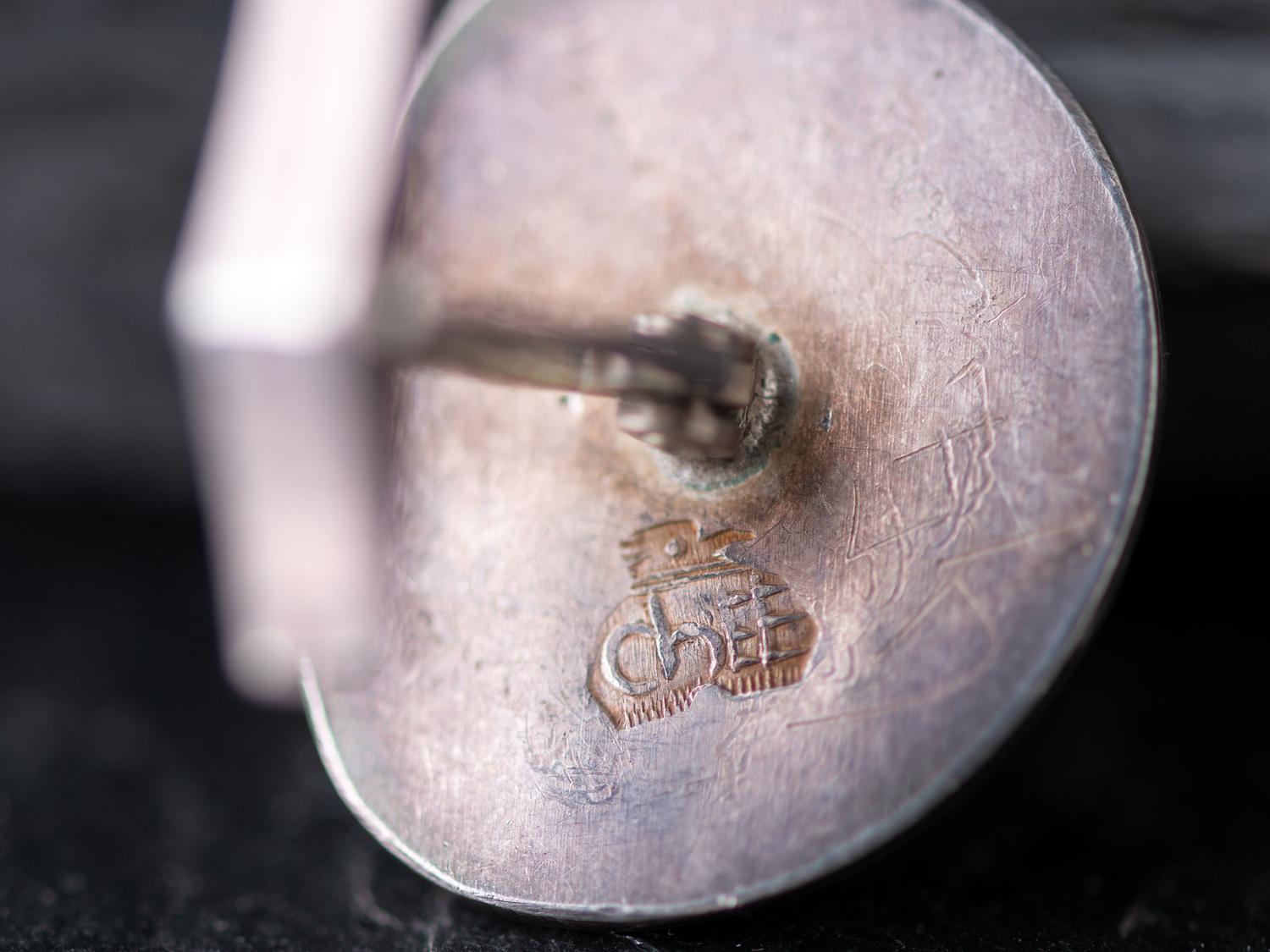 Silver and Morenci Turquoise Cuff Links