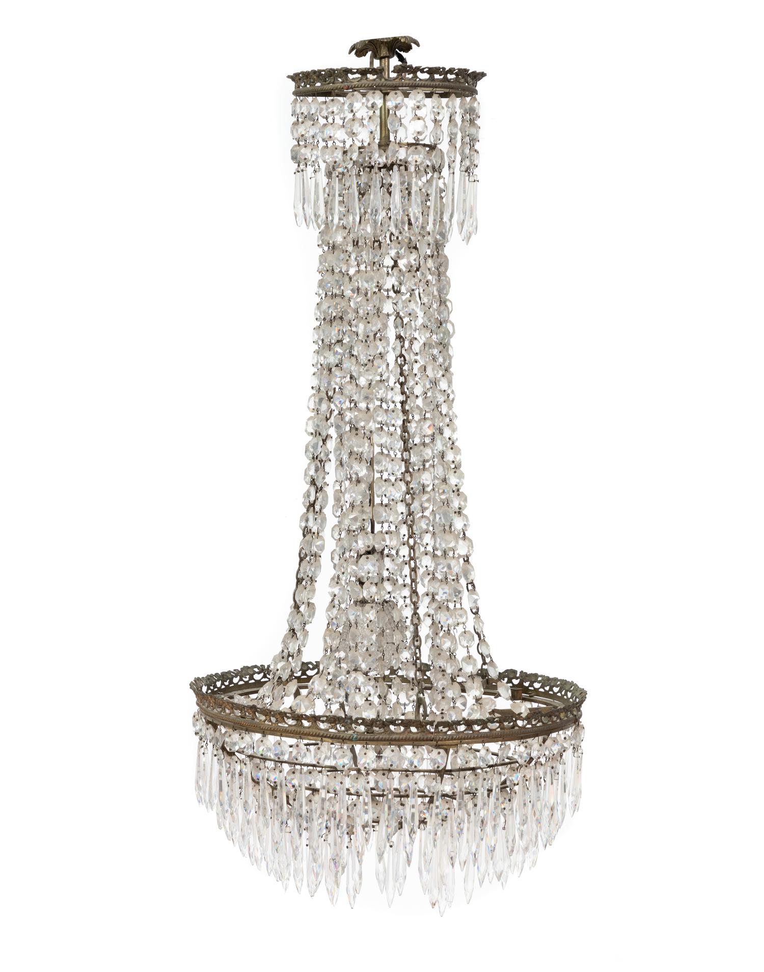 A Georgian Style Cut Glass Eight-Light Chandelier