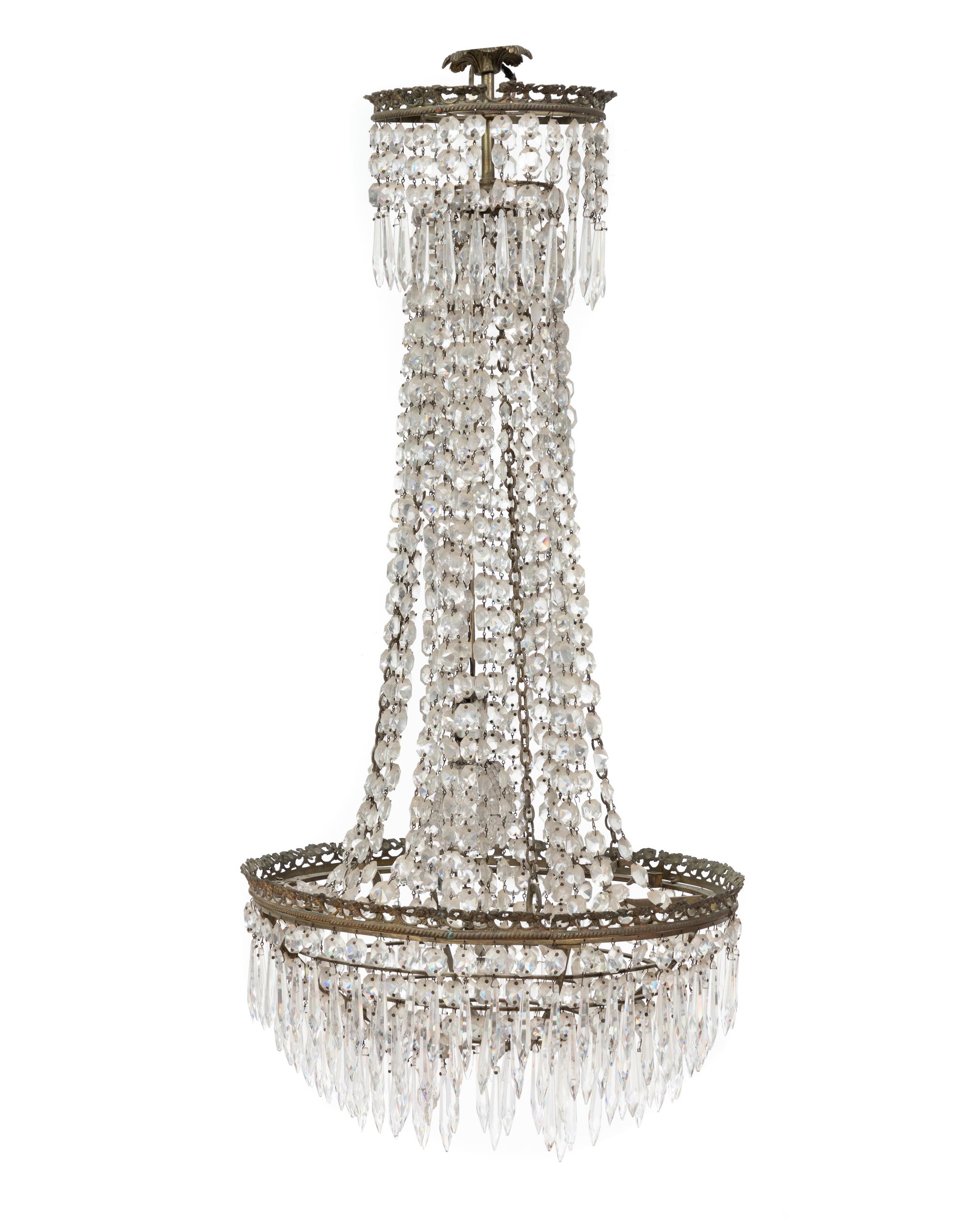 A Georgian Style Cut Glass Eight-Light Chandelier