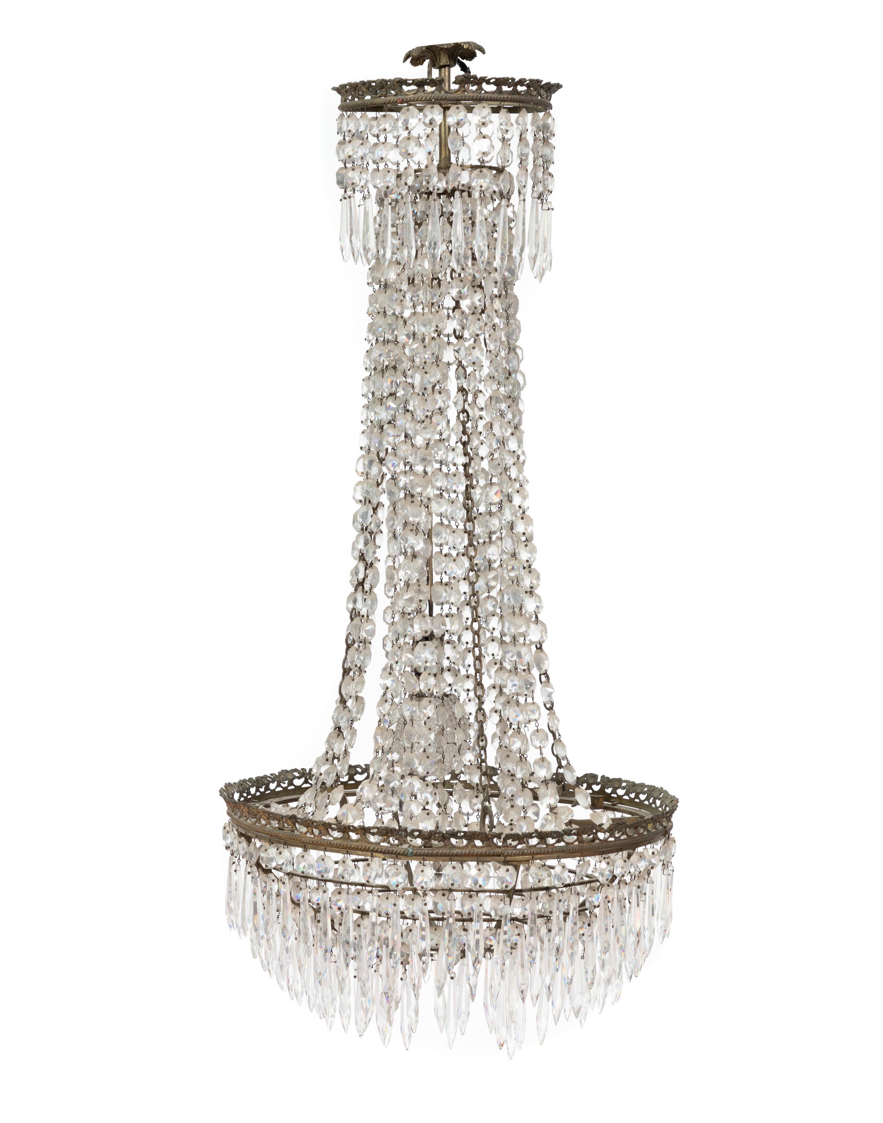 A Georgian Style Cut Glass Eight-Light Chandelier