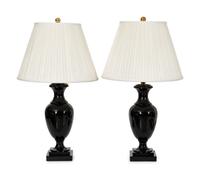 A Pair of Ralph Lauren Black Glass Table Lamps