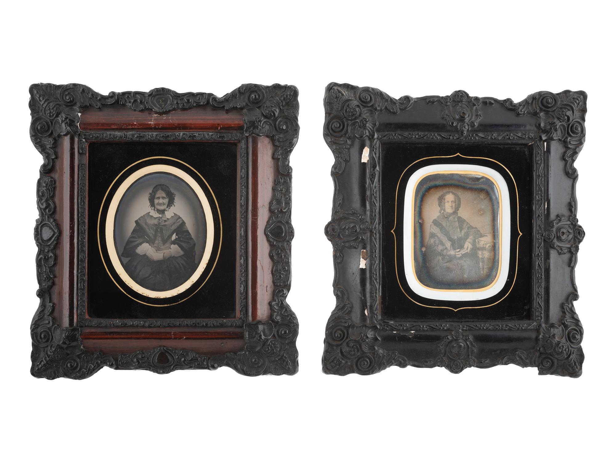 [EARLY PHOTOG.]. 13 daguerreotypes in rectangular wall frames, some with French Daguerreian labels.