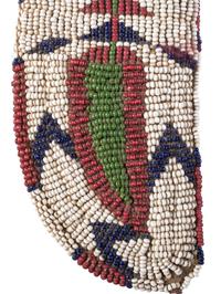 Sioux Beaded Hide Knife Sheath, Armbands, and Rattle