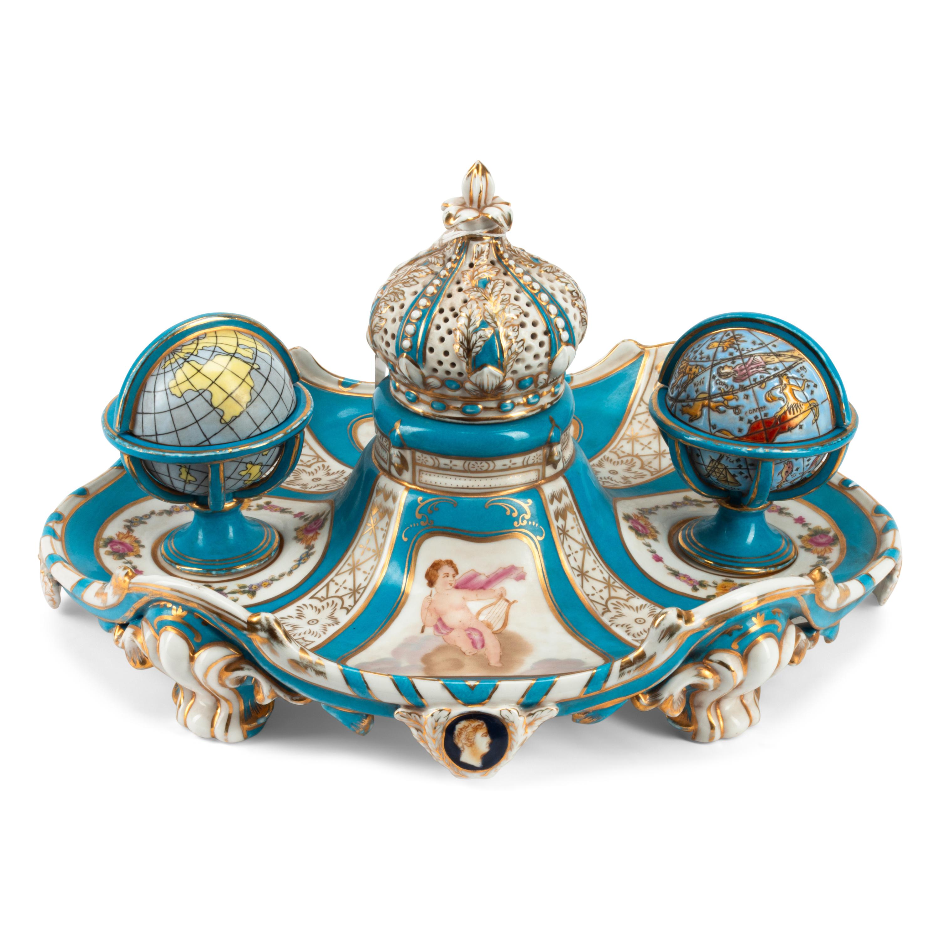 A Sèvres Style Porcelain Inkwell