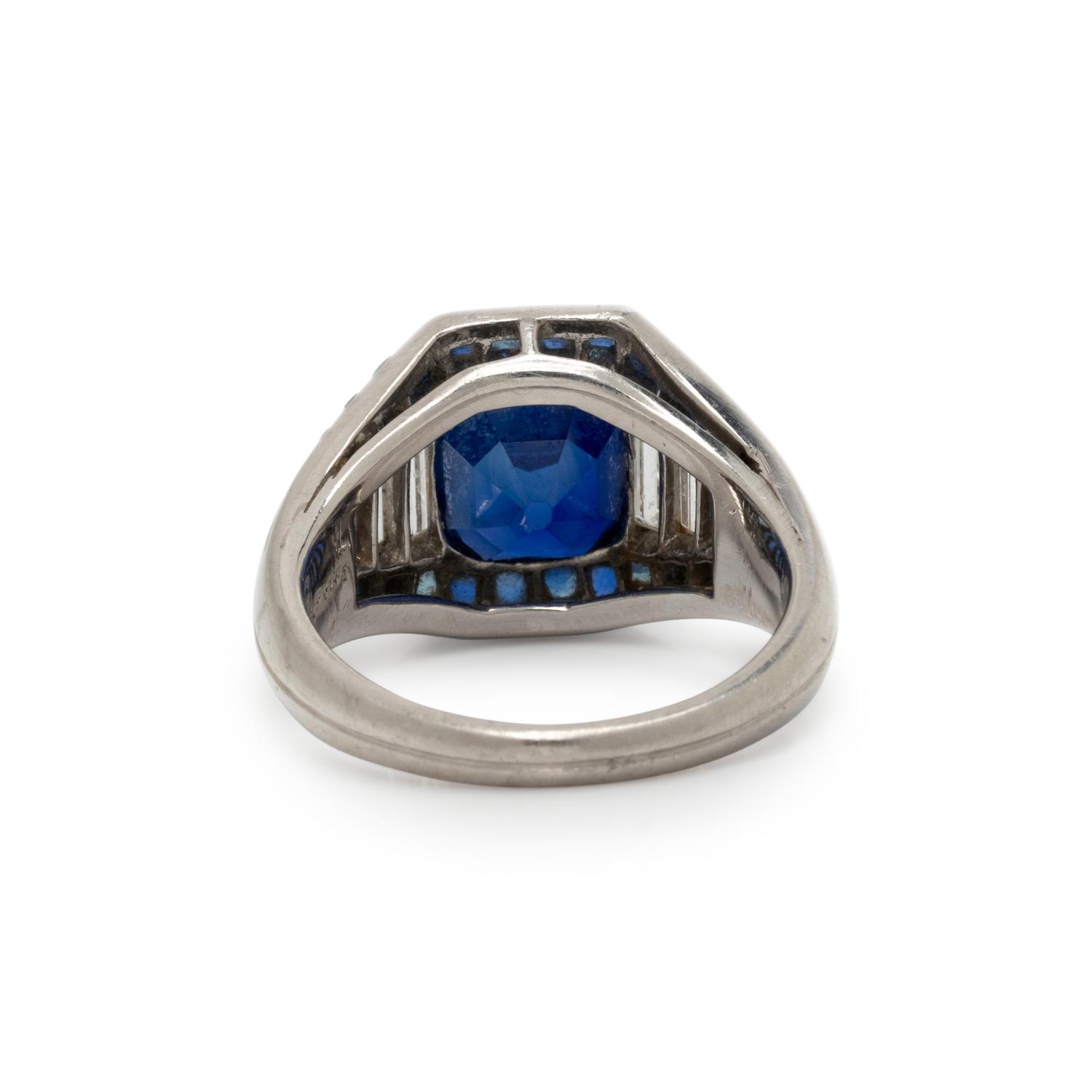 CARTIER, ART DECO, KASHMIR SAPPHIRE AND DIAMOND RING