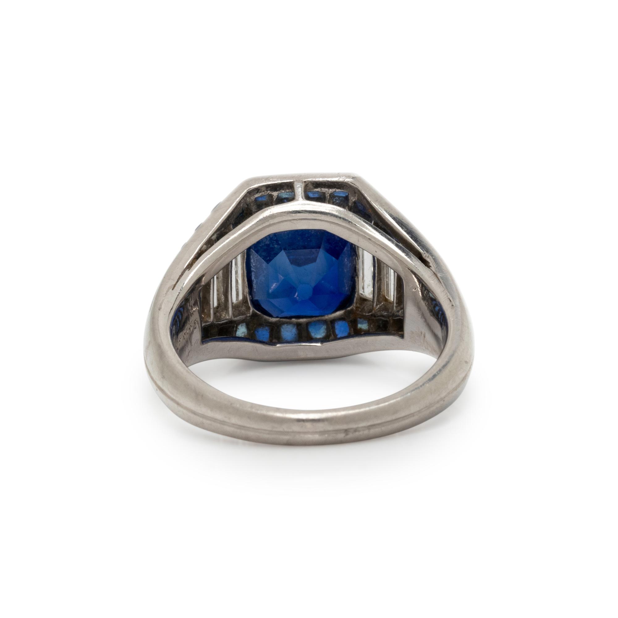 CARTIER, ART DECO, KASHMIR SAPPHIRE AND DIAMOND RING