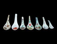 Seven Chinese Famille Rose Porcelain Spoons